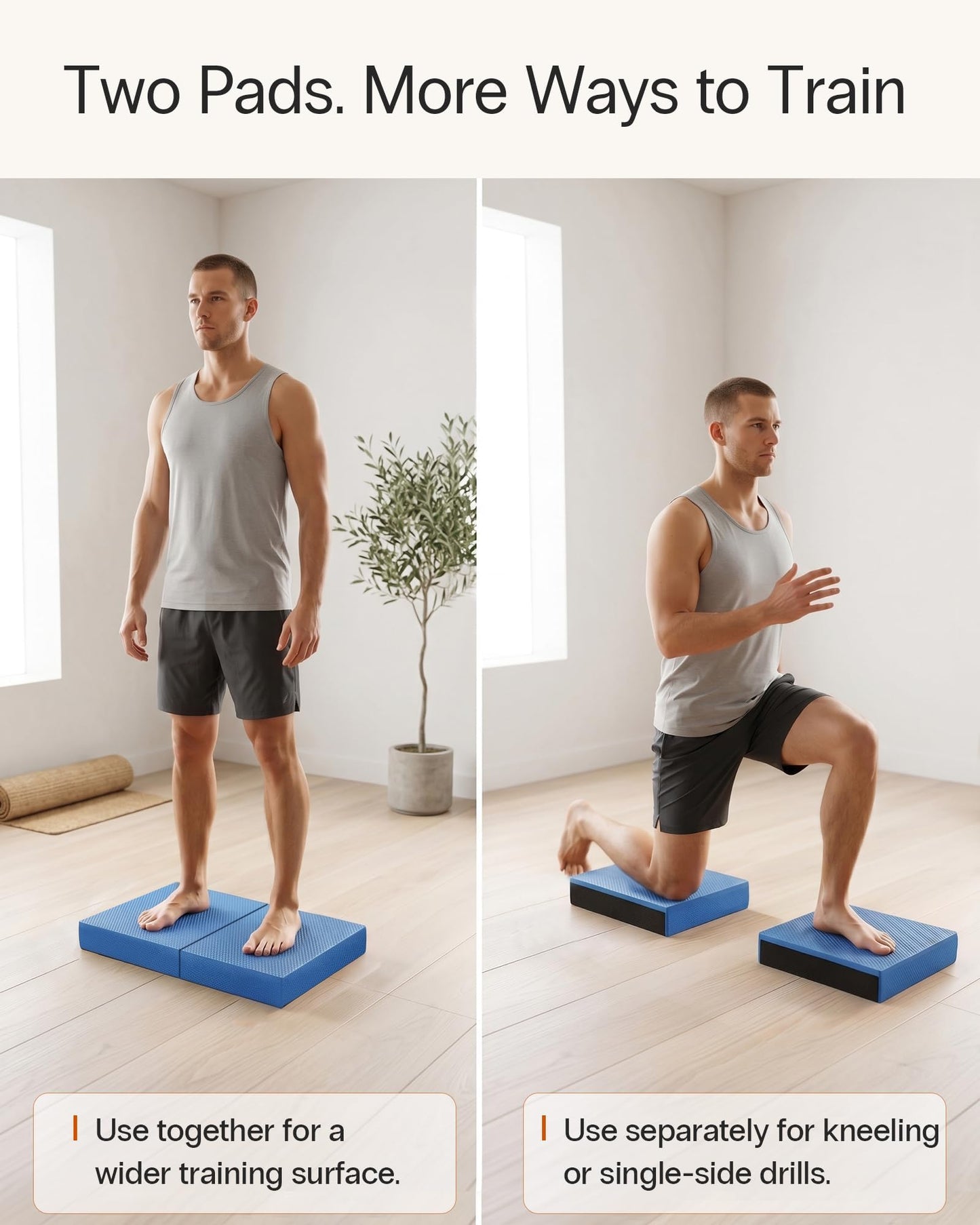 StrongTek 2-in-1 Non-Slip Balance Pad - High-Density Foam Cushion, Supportive Exercise Mat & Knee Pad for Core Training, Yoga, Pilates, Physical Therapy, Stability Training, Stretching, and Rehab
