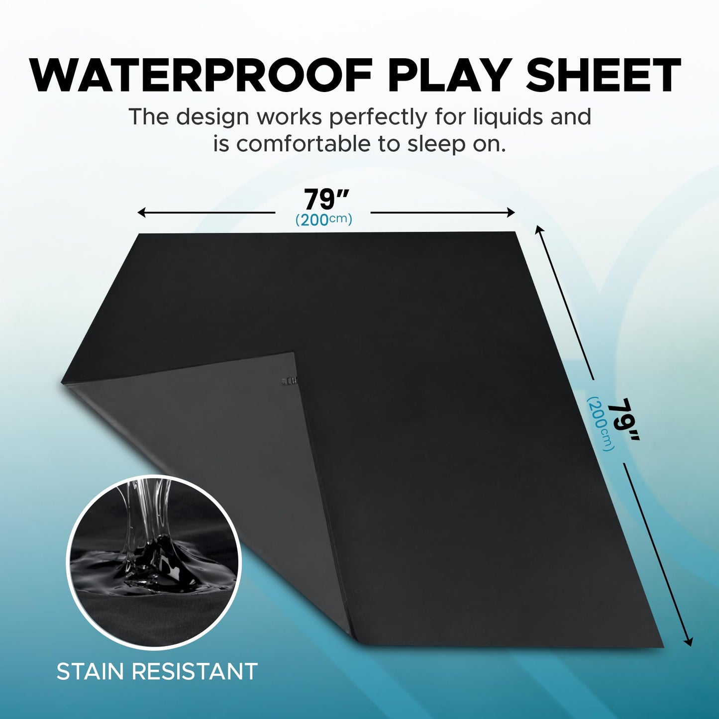 Waterproof Nuru Massage Flat Sheet | 79 x 79 inches (200 x 200 cm) | Soft Polyester Spandex with TPU Lamination | Throw Over Bed, Floor or Sofa | Couples Massage