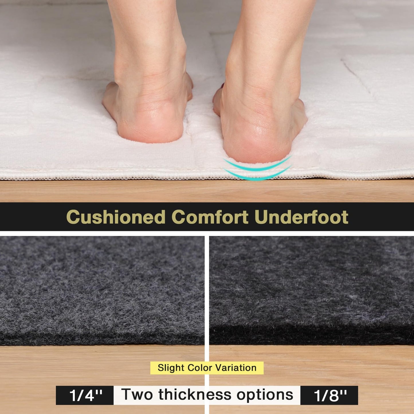NENSIUM Rug Pad 4x6 Non Slip for Hardwood Floors, 1/4” Extra Thick Waterproof Felt Carpet Pad, Low Profile Underlay for Area Rugs, Safe for LVP & All Floor Finishes, Odorless & Soundproof