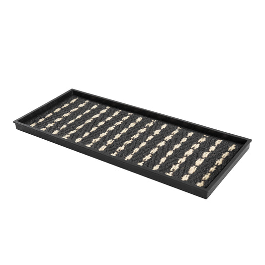 Anji Mountain Heavy Duty Waterproof Rubber Shoe Storage Mat Organizer/Boot Storage Tray Multi Use for Entryway with Coir, Gray and Ivory Insert, Fits 3 Pair (34.5" Wide)