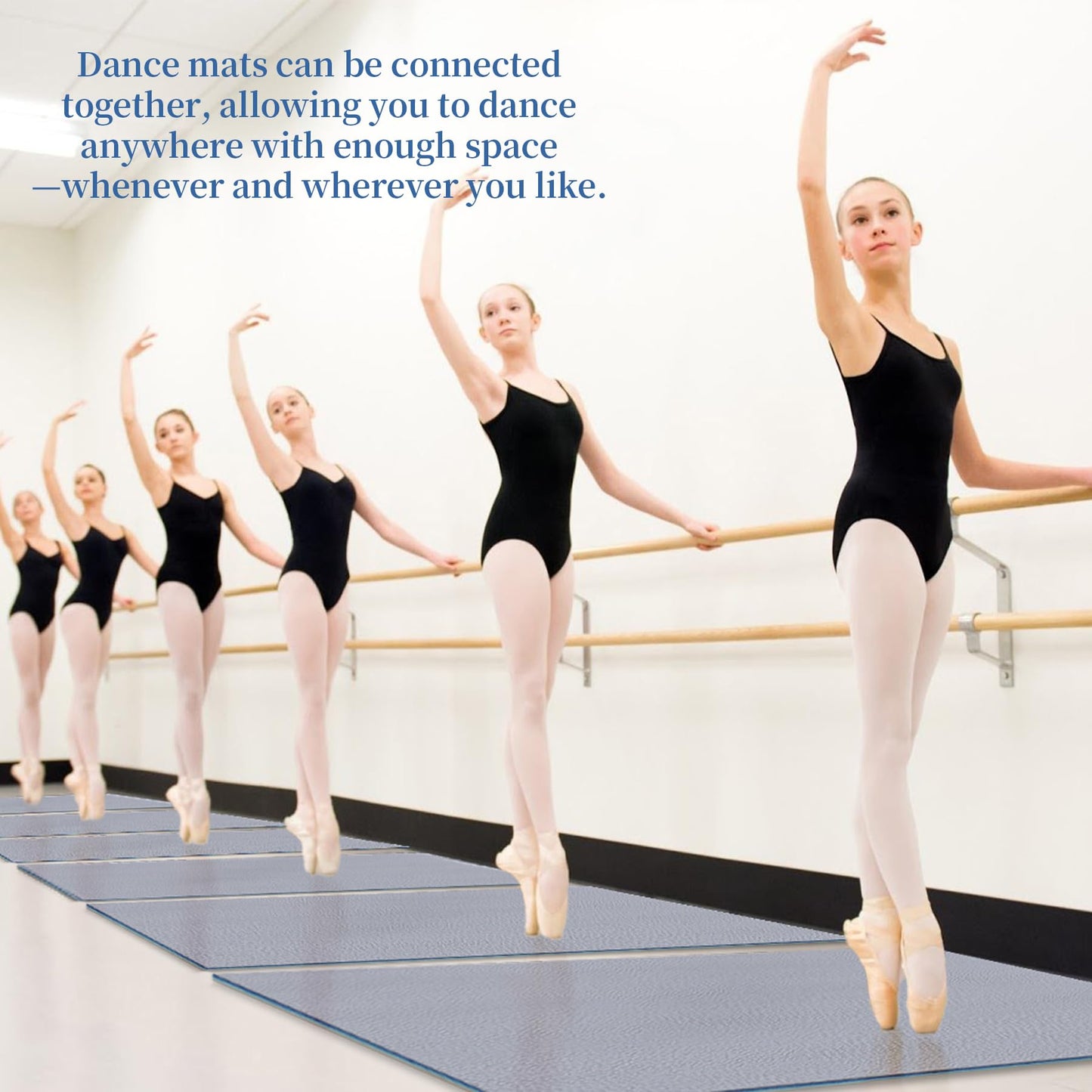 SINBDLAI Portable Dance Floor Mat, 4Ft x 6Ft Dance Floor with Straps for Ballet Jazz & Pop, 4.5mm Durable Non-Slip Grey PVC Exercise Flooring, Great for Home, Dance Schools