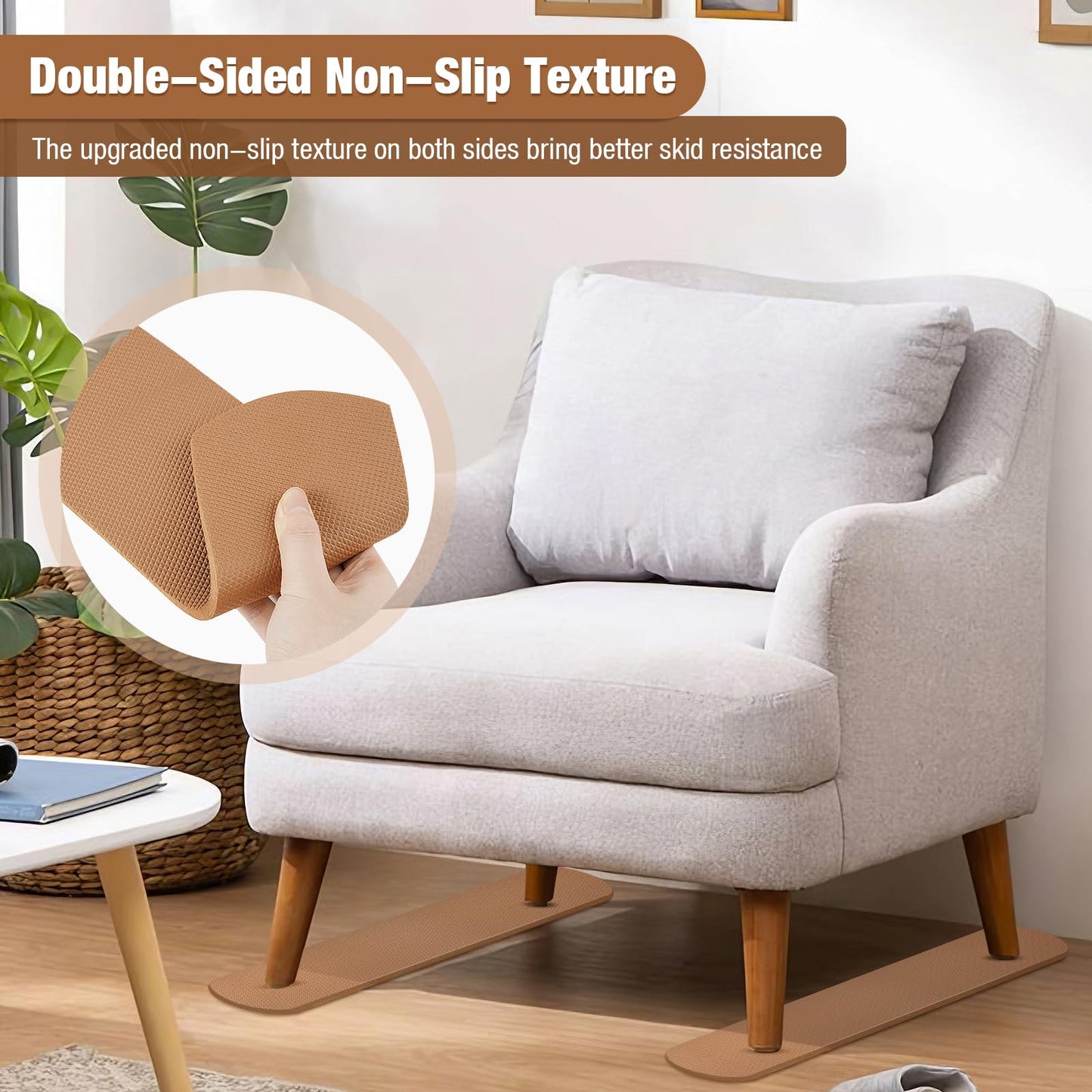 4 Pack Anti-Slip Furniture Rail Pads for Recliners,Sofa,couches. Rubber Recliner Chair Floor Protectors, Coffee Pads to Keep Furniture from Sliding for Hardwood, Carpet, Marble Floor. 30.5''x3.9''