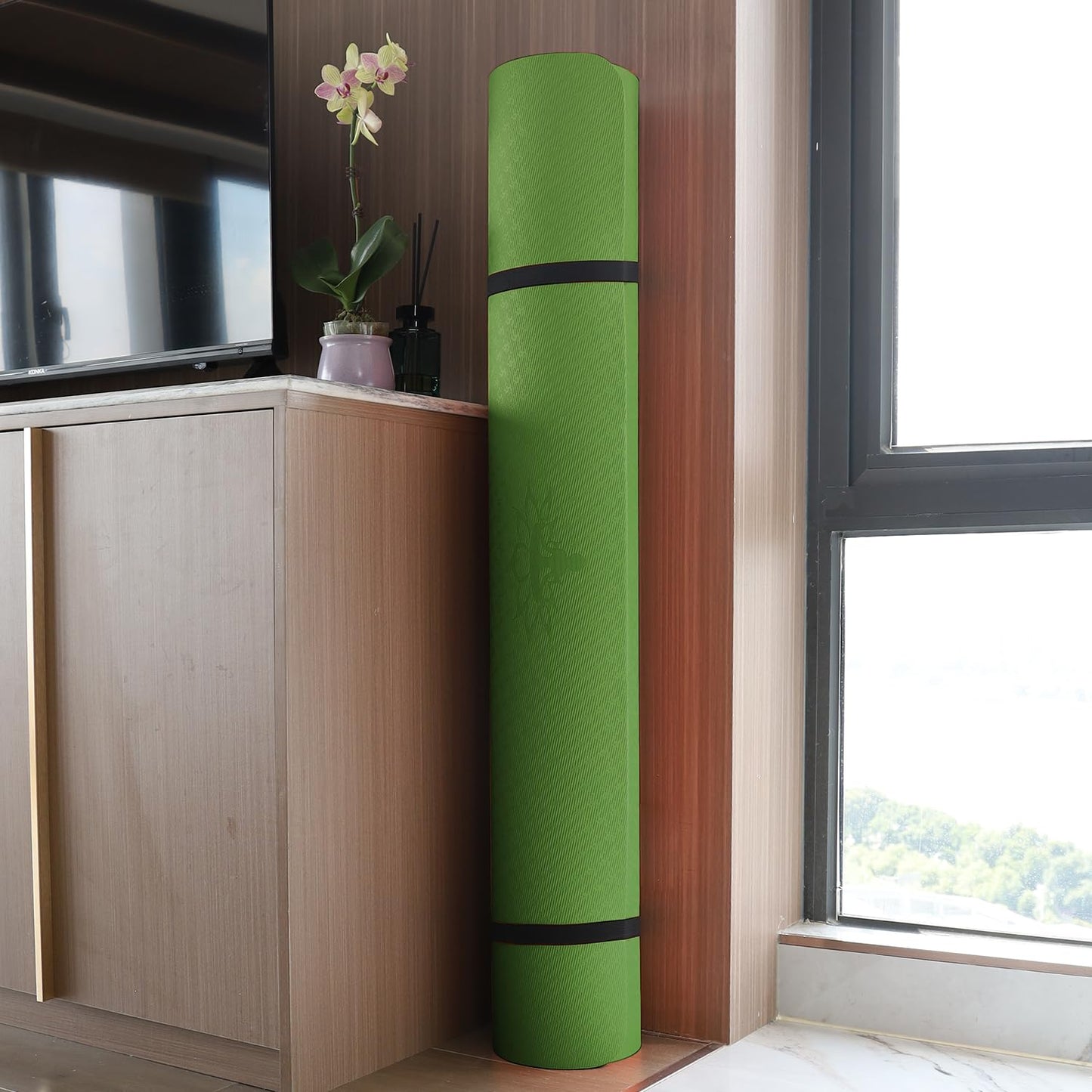 Hatha Yoga Large TPE Yoga Mat 6'x4'x1/2" Extra Thick Non-Slip Exercise Mat - for Yoga Pilates & Home Gym Workouts(Green)