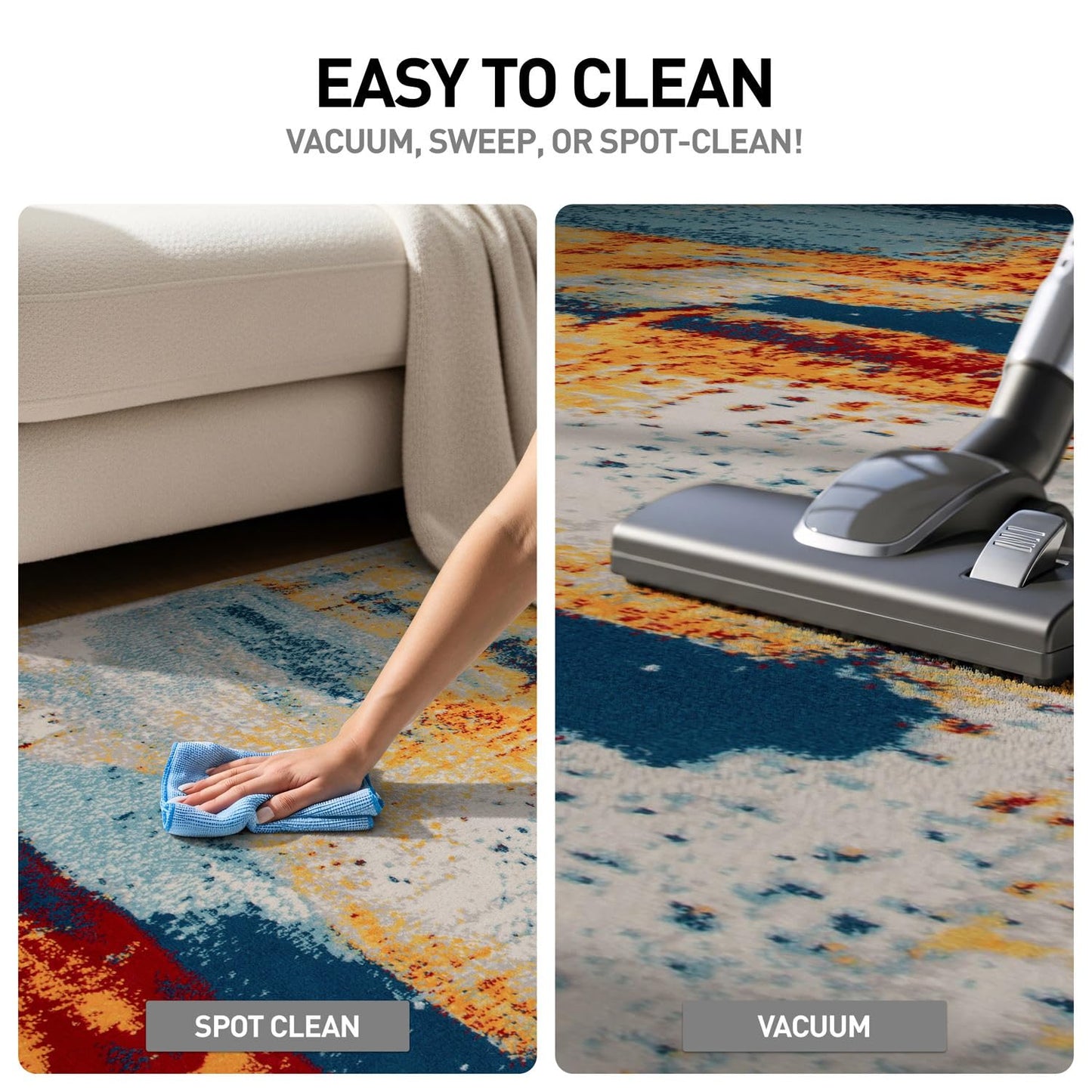 Rugshop Sky Collection Abstract Area Rug, Fade-Resistant Carpet for Open Living Areas or Bedroom,Living Room,Dining Room 7'10" x 10'