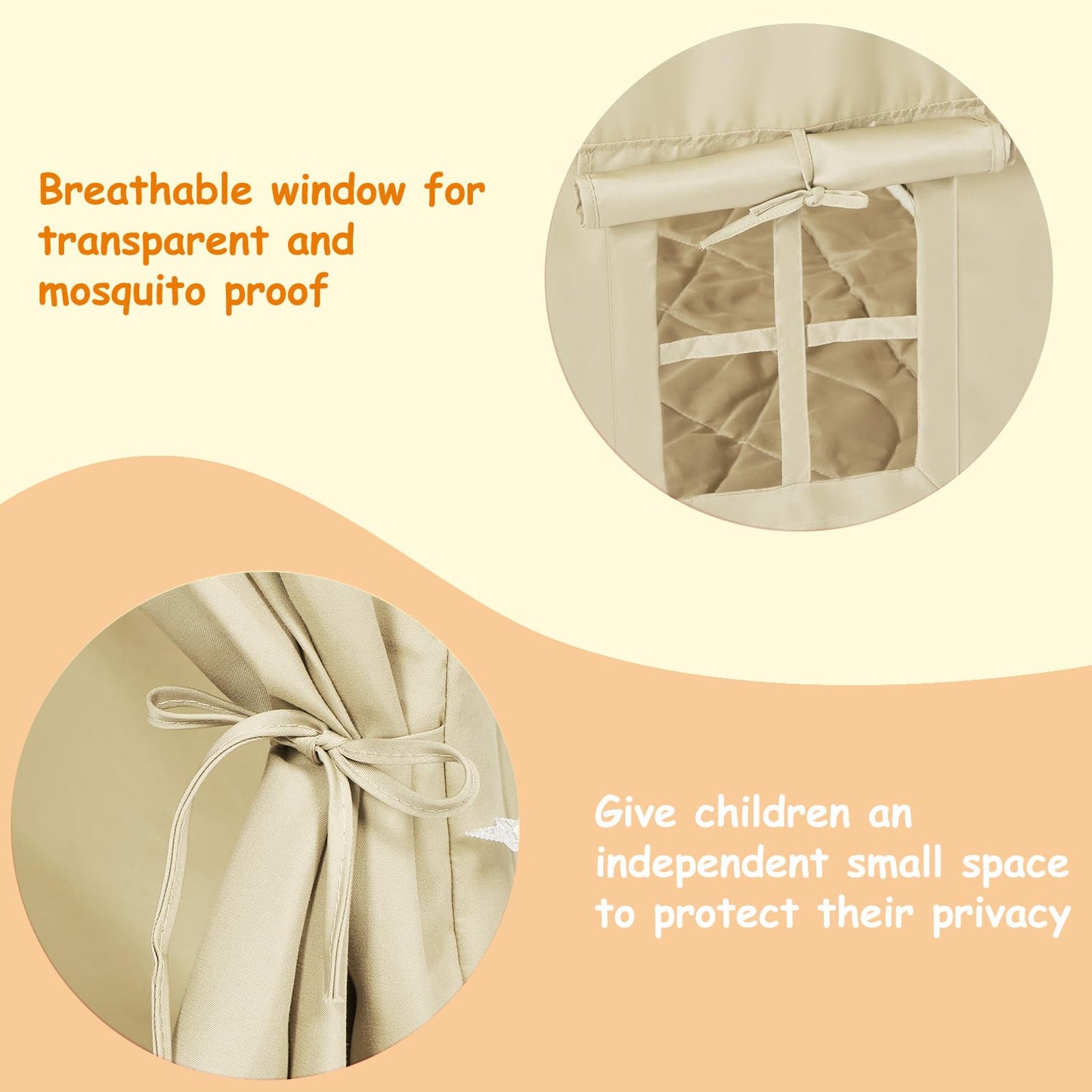 MORITECK Kids Play Tent with Padded Mat & Star LED Lights for Ages 4-8-10 Year Old Girls Boys, Large Cute Indoor Play Room House Tent for Toddler Children (Beige)