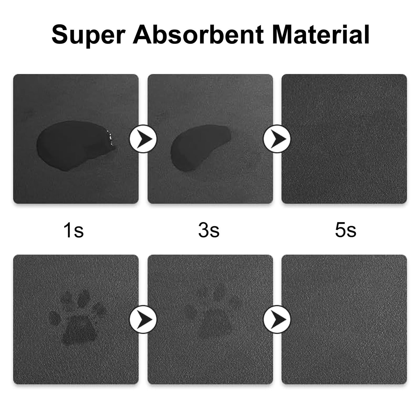 YCT Cat Food Mat for Pet Dog Feeting Mats, Cat Mat for Food and Water, Non-Slip Super Absorbent, with Multiple cat Heads Logo，18.1 x 11.8 inches, Dark Grey