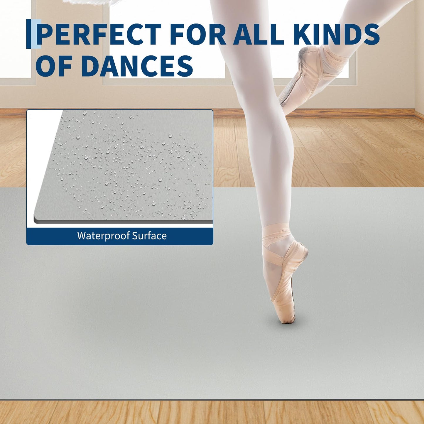 Garvee 6 x 4 ft Dance Floor,Portable Dance Floor Mat,PVC Non-Slip Exercise Flooring for Ballet Jazz & Pop for Home and Gym,Grey