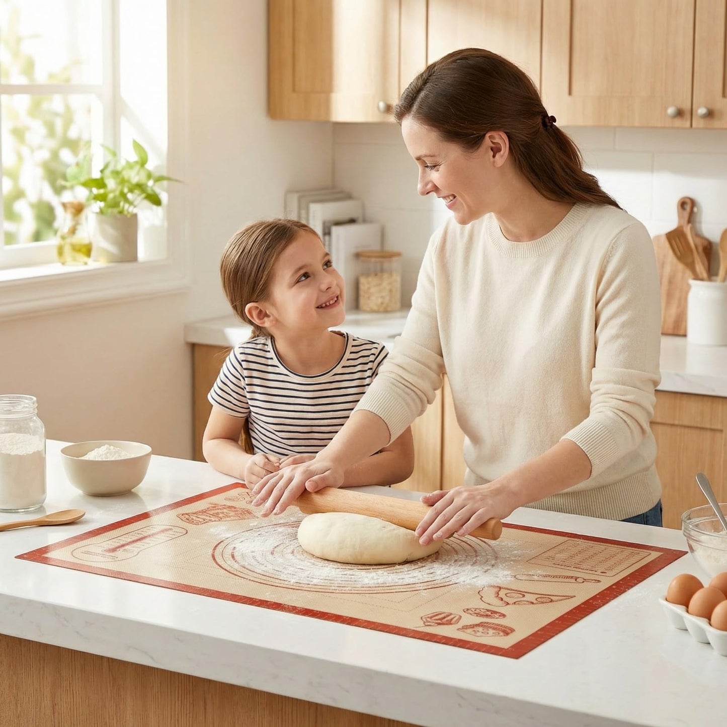 Silicone Baking Pastry Dough Mat - 26x16Inch Extra Large Cookie Bread Rolling Mats Sheet, Nonstick Kitchen Counter Kneading Board, Thick Reusable Pie Cookies Pizza Fondant Making Matt with Measurement