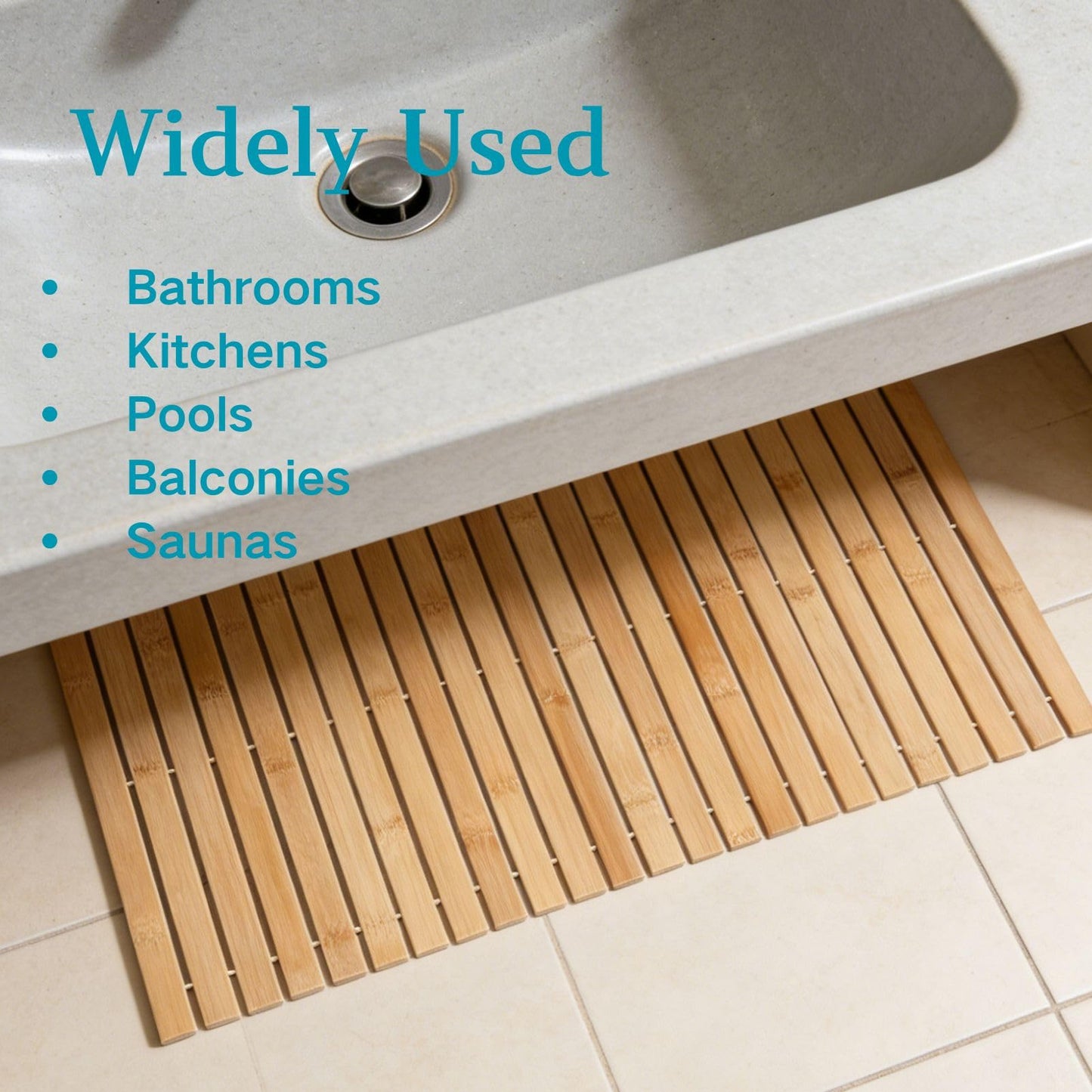 2Pcs Bamboo Bath Mat, 24 x 16 Inches Foldable Bamboo Shower Mats (Carbonized Color), Non-Slip Wood Bath Mats Eco Bath Mat for Spa, Sauna