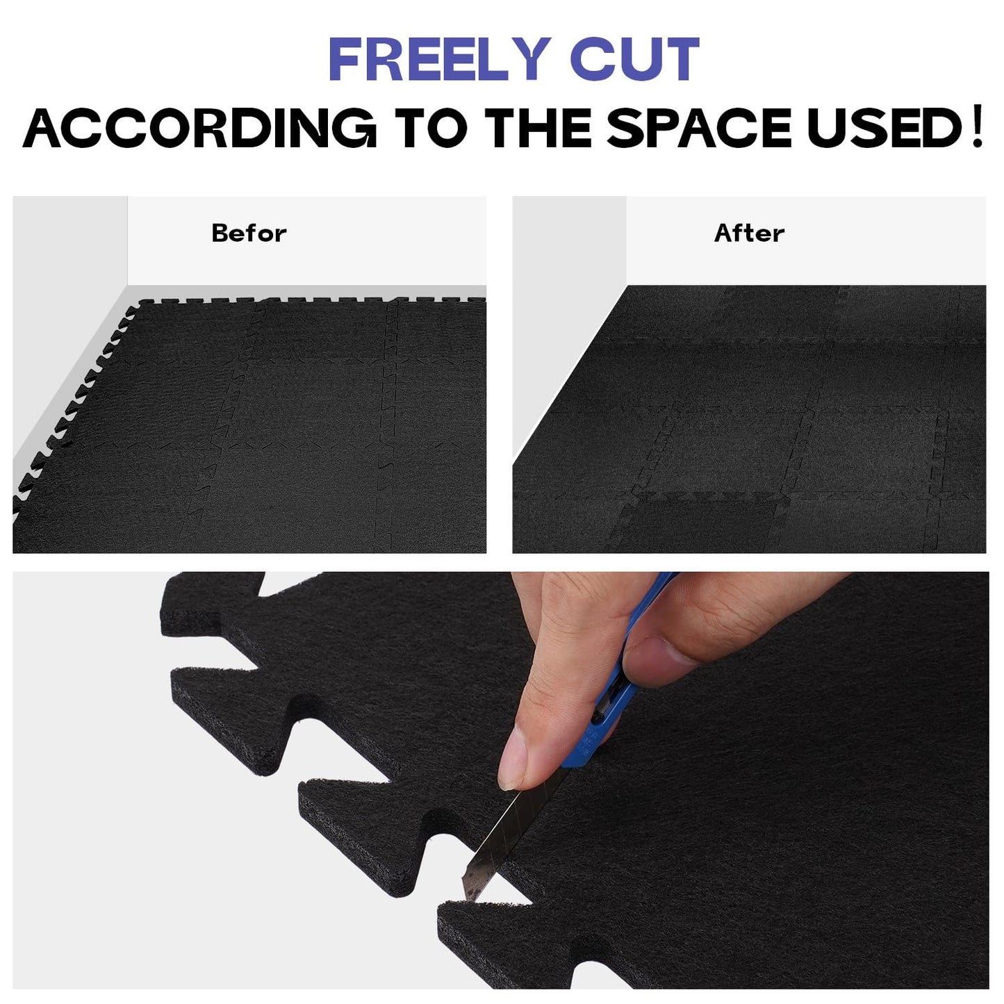 Starfavor Sound Absorbing Interlocking Floor Mats Pads 18 Pcs - Fits 4 * 6ft Drum Mats, 15.7" x 11.8" Anti-Vibration Sound Proof Puzzle Felt Padding - Protect Hardwood Floor