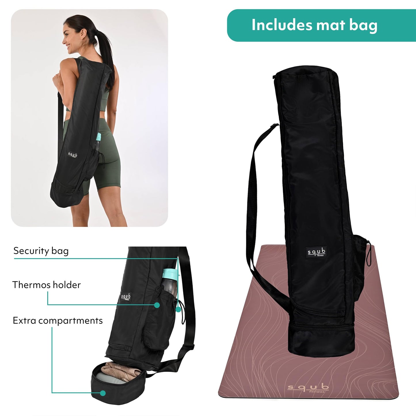 Premium PU & Natural Rubber, Yoga Mat Thick 5mm – Non Slip Exercise Mat Workout Surface, Extra Large 72'' x 27'' Wide Design, Pilates Fitness Training – Includes Strap & Carry Bag