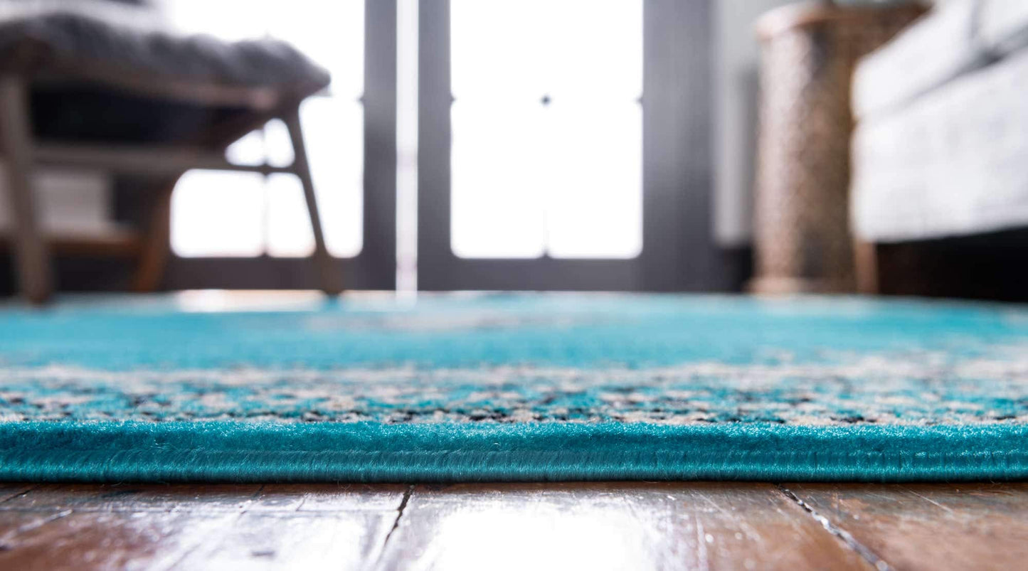 Unique Loom Reza Collection Traditional Persian Style Area Rug, 8 x 10 ft, Turquoise/Ivory