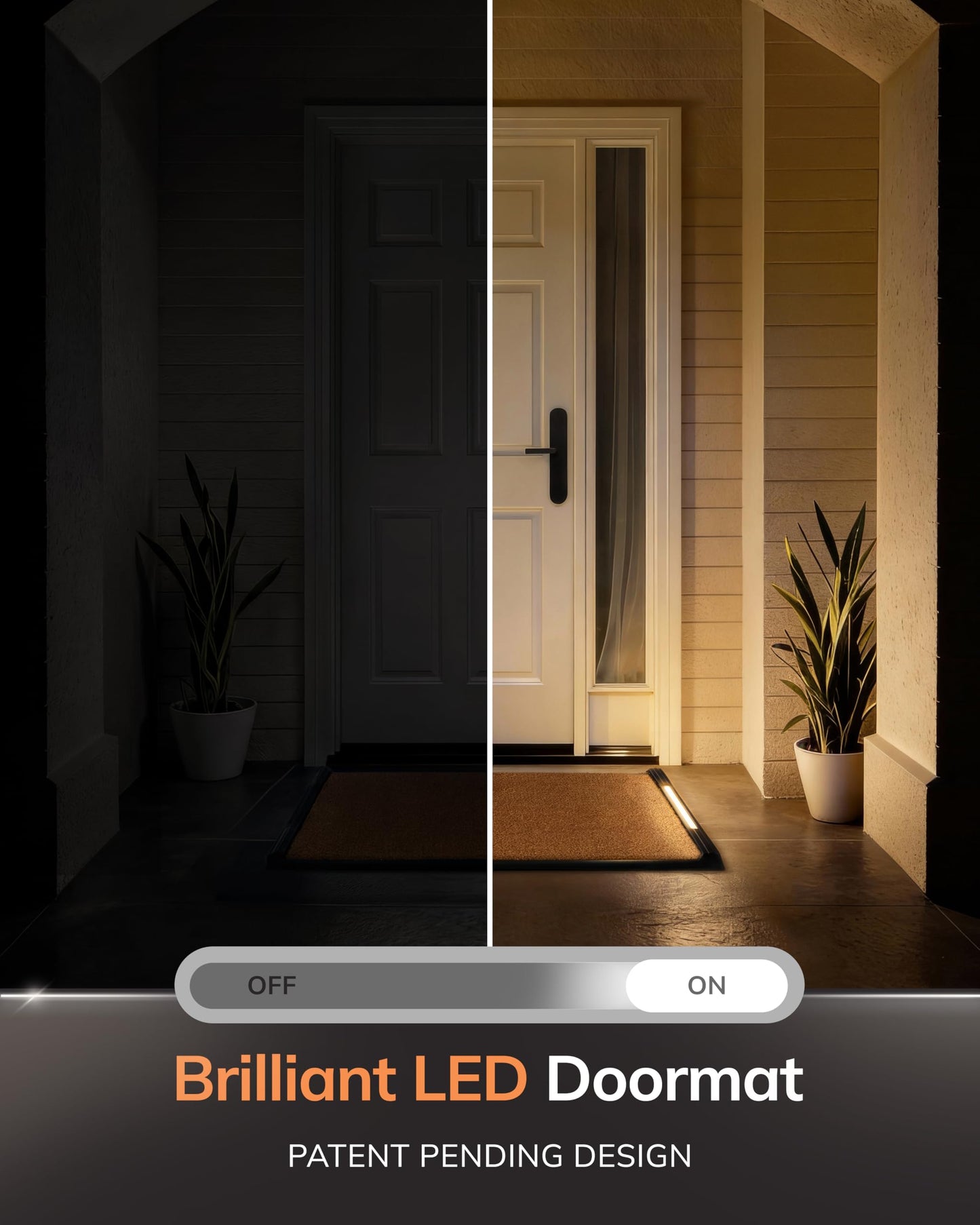Anji Mountain BriteStep with LED Lights, Front Door Mat - Pressure-Activated Welcome Mat, All-Weather, Outdoor Doormat 18x30 Coir Insert, Wireless 3AA, Auto Shut-Off, 32.5x18.5 in