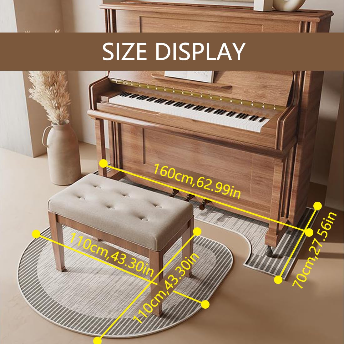 Piano Carpet Noise Reduction Rug, Soundproof Mat, Heat Insulation, Moisture-Proof Non-Slip Floor Mat for Upright Pianos (Color : C)