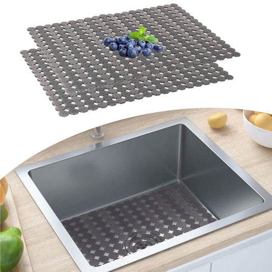 Sink Protectors Mat for Kitchen Sink - 2Pack Adjustable Kitchen Sink Mat Fast Draining - Dish Drying Mat for Dishes And Glassware - Easy to Clean & Diy Cut