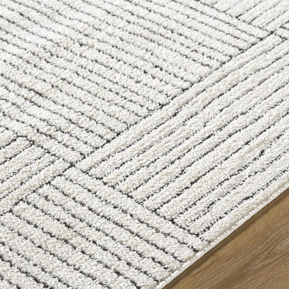 Livabliss x Galey Alix Architect I Modern Geometric Area Rug, 7'10" x 10' (8' x 10'), Ivory/Black