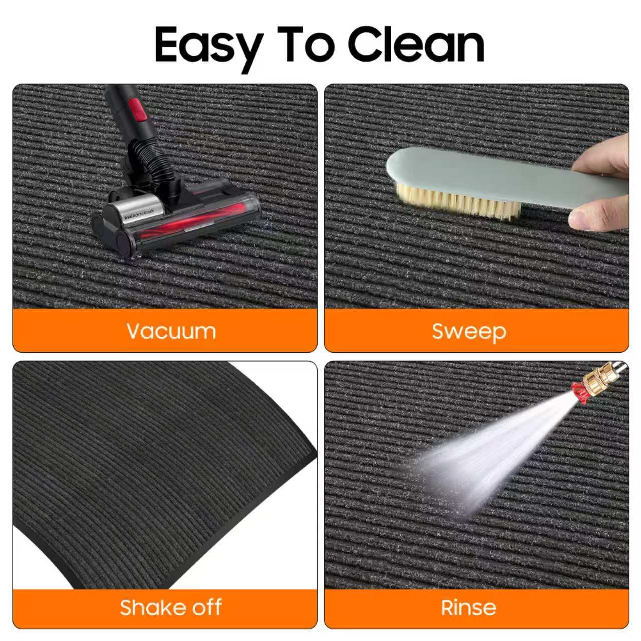 3x10FT Commercial Indoor Outdoor Door Mat Heavy Duty Front Door Mat Ultra Absorbent Muddy Dirt Resist Welcome Door Mats Rubber Backing Non Slip Doormat for Entryway High Traffic Area(Black)