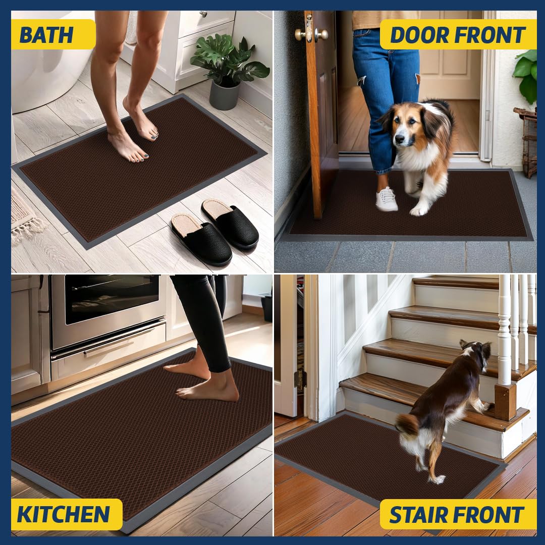 Muddy Mat® Meshy Mat™ Door Mat Heavy-Duty Quick-Dry Floor Mat, Sand & Dirt Trapper for Indoor & Outdoor, Ideal for Entrance, Mudrooms,Patios & Garages,Low-Profile,Non-Slip,Washable– Brown 17"x30"x0.4"