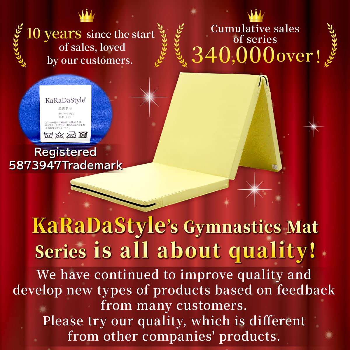 KaRaDaStyle Gymnastics Mat Folding Stretch Mats 71"x24"x2" Exercise Muscle Training Children Play Horizontal Bar Mat Yoga Sports Soundproof Home Use (Red)