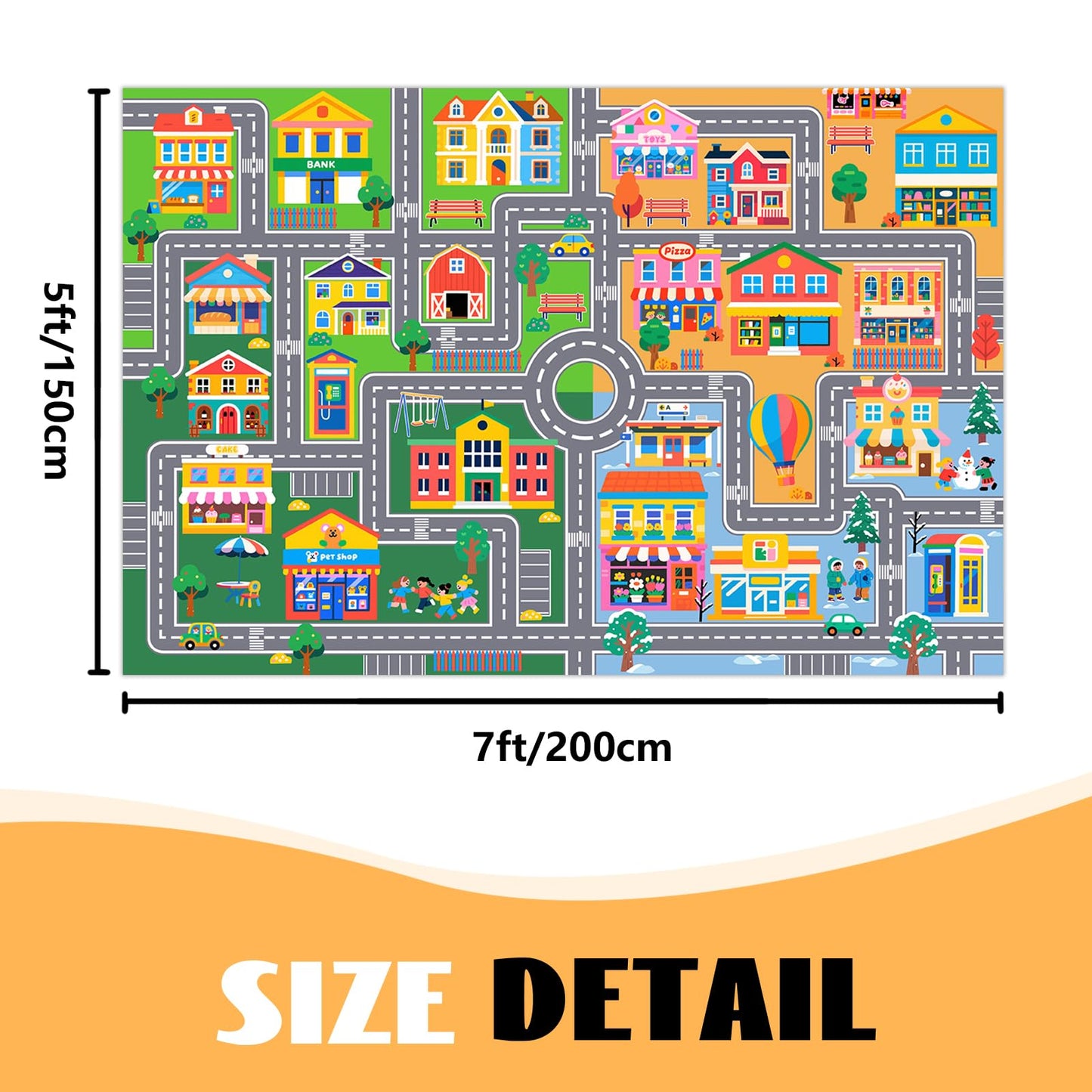 IWRJFQWR Car Rugs for Kids Room, City Life Kids Area Rugs for Bedroom Educational Learn Traffic Road Rug Decorate Nursery Toddler Classroom Preschool Living Room Playroom, 5x7 Feet