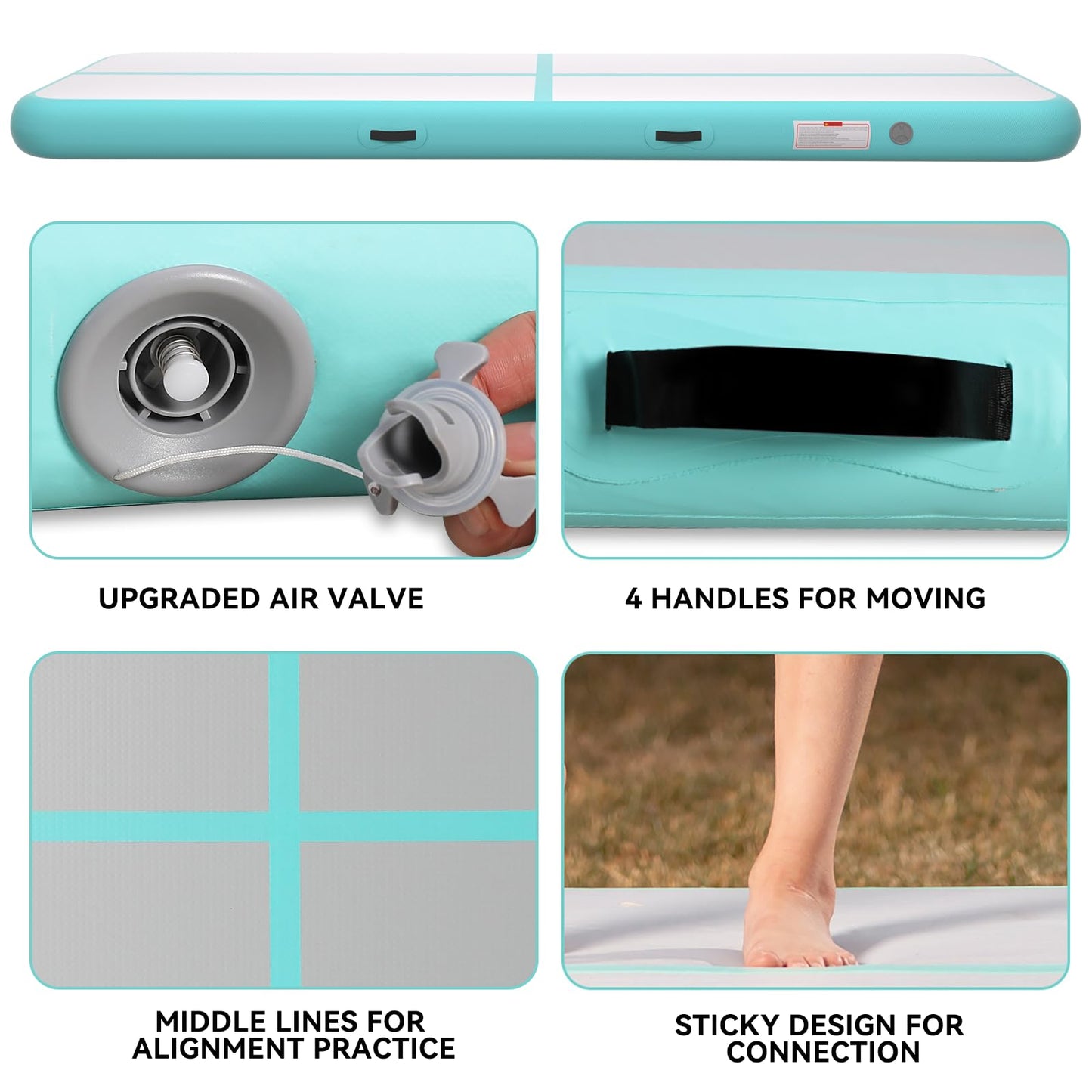 KIKILIVE Inflatable Air Gymnastics Tumbling Mat 10ft, Air Tumble Track Mat 4 inches Thickness with Electric Air Pump for Home Use Outdoor Training Cheerleading Yoga Water Beach Park