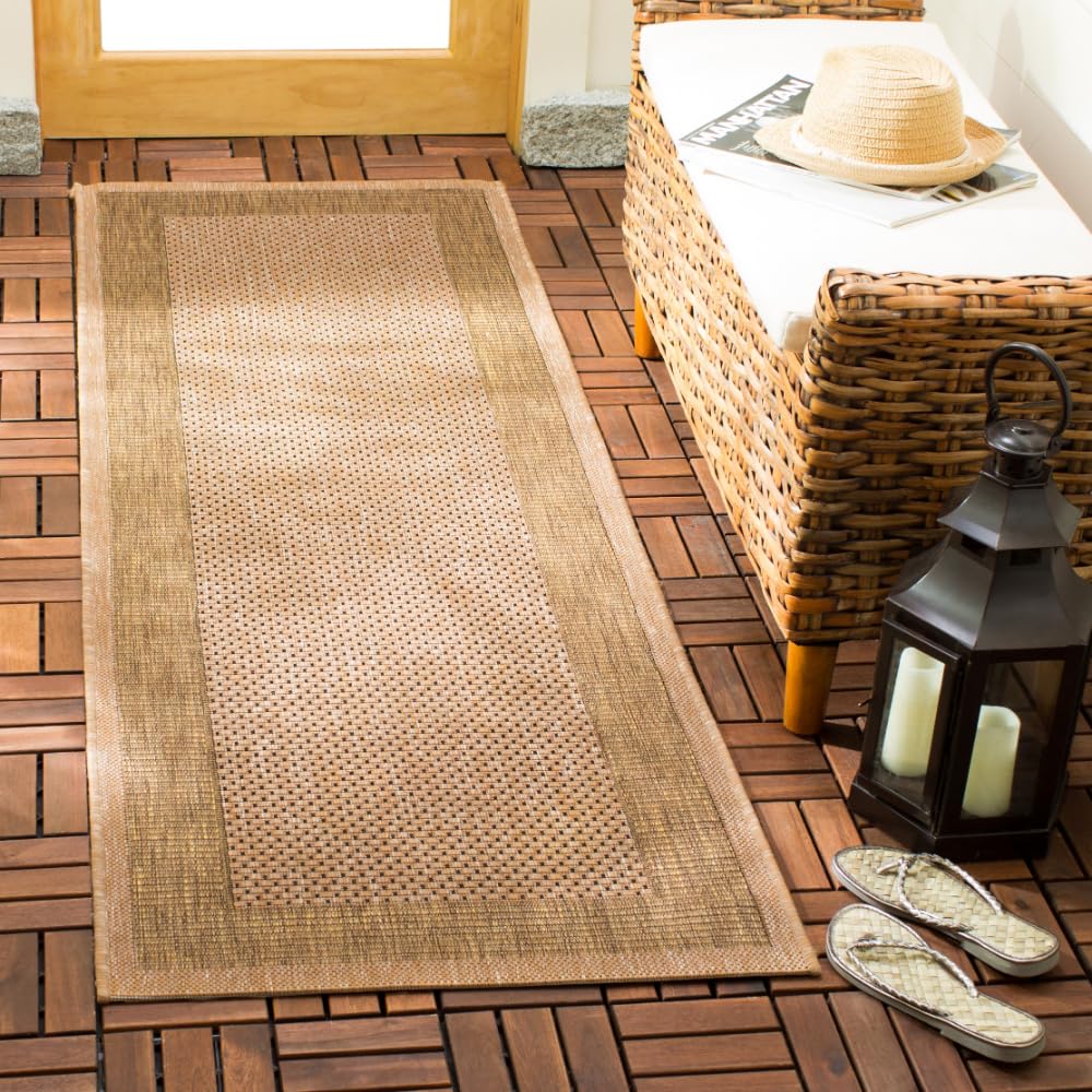 SAFAVIEH Courtyard Collection 2'3" x 6'7" Natural / Gold CY7987 Indoor/ Outdoor-Waterproof Easy-Cleaning Patio Backyard Mudroom Runner-Rug