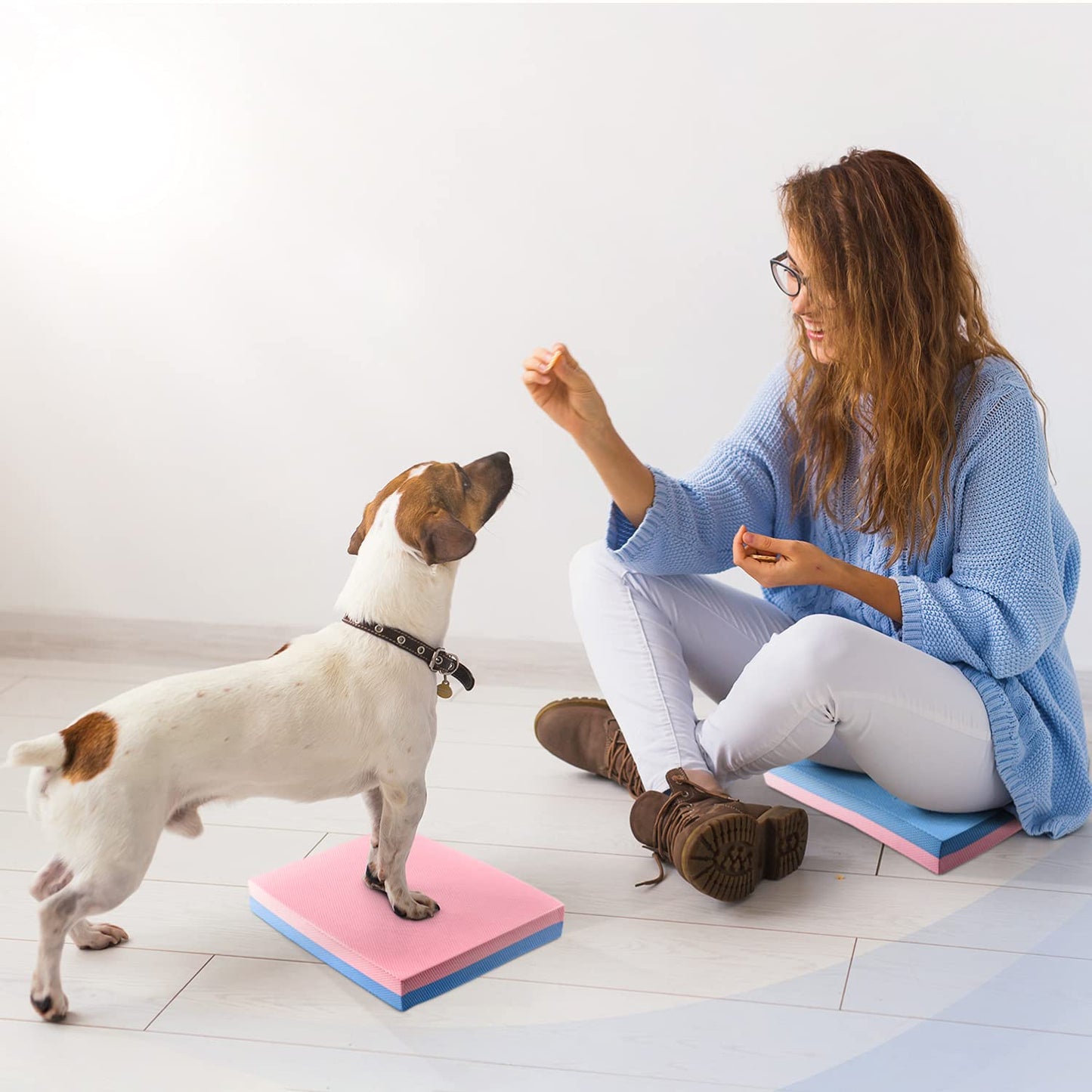 Yes4All Foam Balance Pad, Non-Slip Foam Mat for Yoga & Strength Training, Exercise Knee Pad for Floor Workouts, Soft Cushion for Balance Training - Rose Quartz/Serenity, L