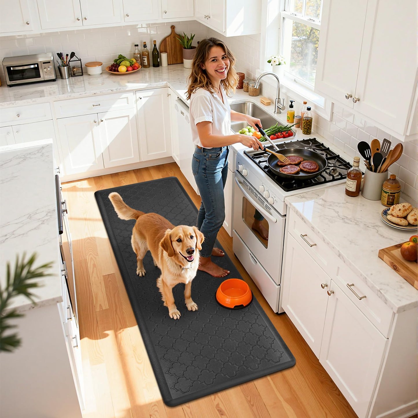 HEBE Kitchen Mat Cushioned Anti Fatigue Kitchen Floor Mat Runner 20"x60" Non Slip Kitchen Mats for Floor Waterproof Kitchen Rugs and Mats Comfort Mat for Standing Desk,Sink,Laundry
