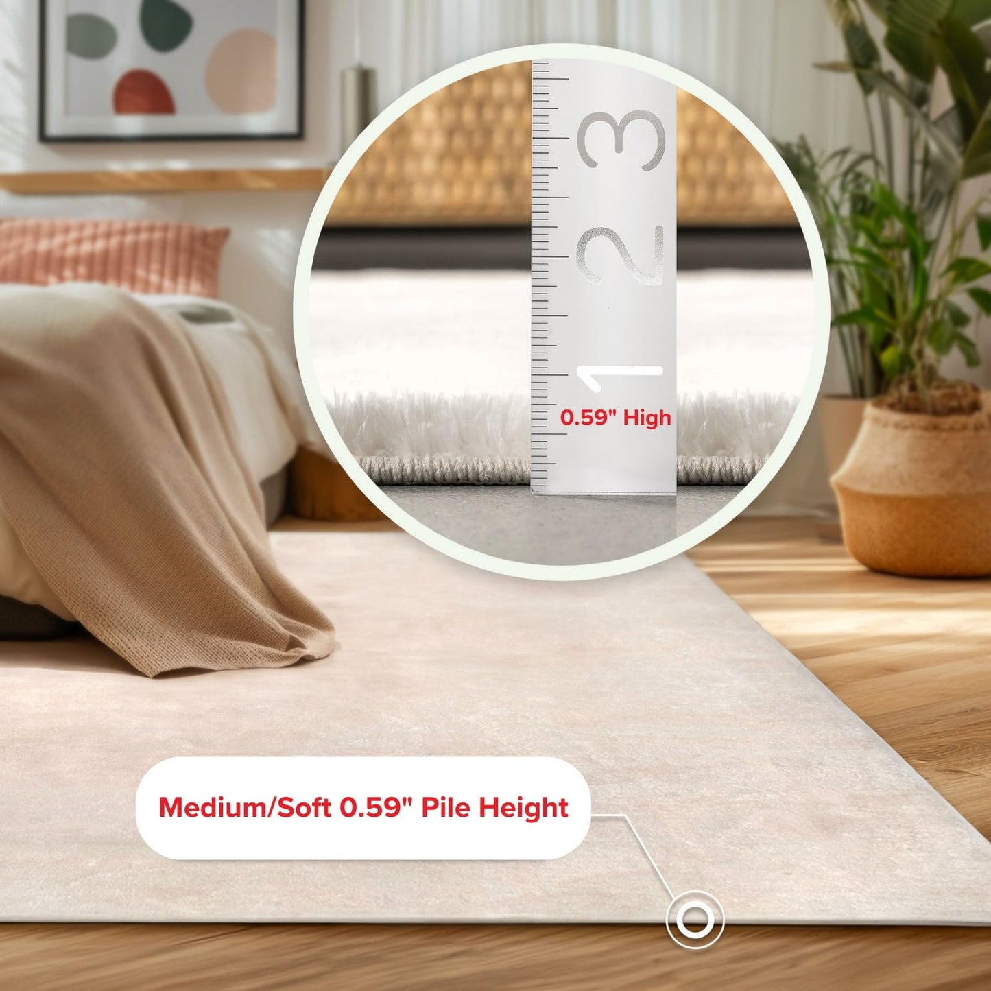 nuLOOM 2' x 6' Cozy Plush Area Rug, Machine Washable, Non-Slip, Soft Fluffy Shag Carpet for Living Room Bedroom Kids Room Nursery Home Decor, Loni White