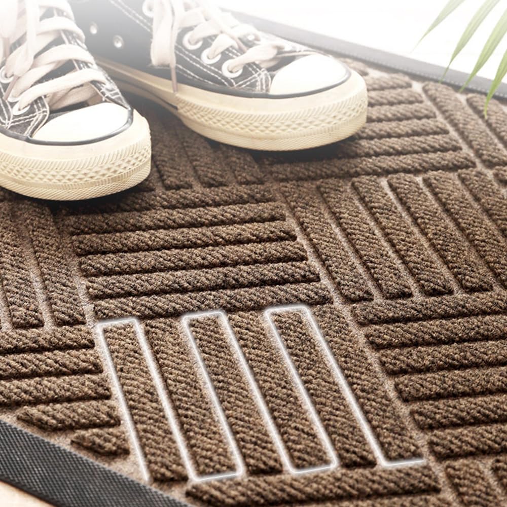 MATZEN Diamond Entrance Mats Indoor Outdoor, Front Door Mat Entryway Entrance Waterproof Outdoor Doormat, Heavy Duty Non Slip Durable Weatherproof Porch Deck Terrace Office Entrance Mat, 4x2, Blue