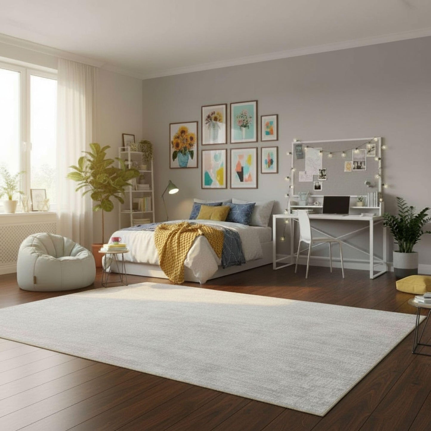Ottomanson Area Rug 5' x 7'10" – Non-Slip Soft Rug, Easy to Clean Low Pile Carpet for Living Room, Bedroom, Dining Room or Apartment, Solid Beige