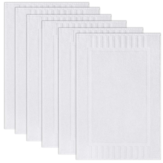 White Classic Luxury Bath Mat Floor Towel Set of 6-20x30 Inch, Absorbent Cotton Hotel Spa Shower/Bathtub Mats