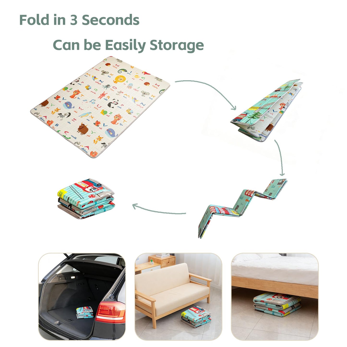 Pacclen Foldable Soft Foam Play Mat, Baby Play Mat (Animal Wonderland)