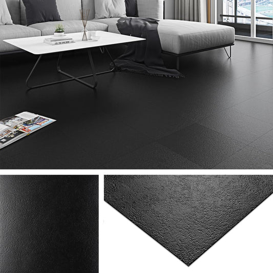 Livelynine Matte Black Peel and Stick Floor Tile Bathroom Floor Tiles Waterproof Stick on Tiles for Kitchen Basement Vinyl Flooring Sticky Laminate Flooring Stickers Garage Non Slip 4-Sheet 12x12