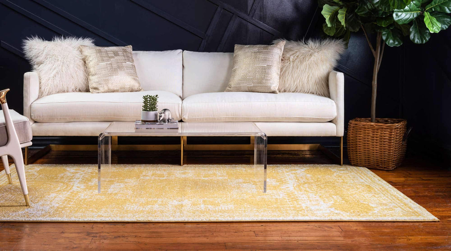 Unique Loom Bromley Collection Area Rug - Wells (8' x 10' Rectangle, Yellow/ Ivory)