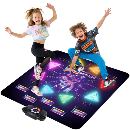 YESHIN Light-Up Dance Mat for Kids, Upgraded Extra Large Dance Pad with Bluetooth & 6 Game Modes, Rechargeable Musical Dancing Mat, Non-Slip Waterproof Toy with 8 Buttons for Boys & Girls Ages 3-12