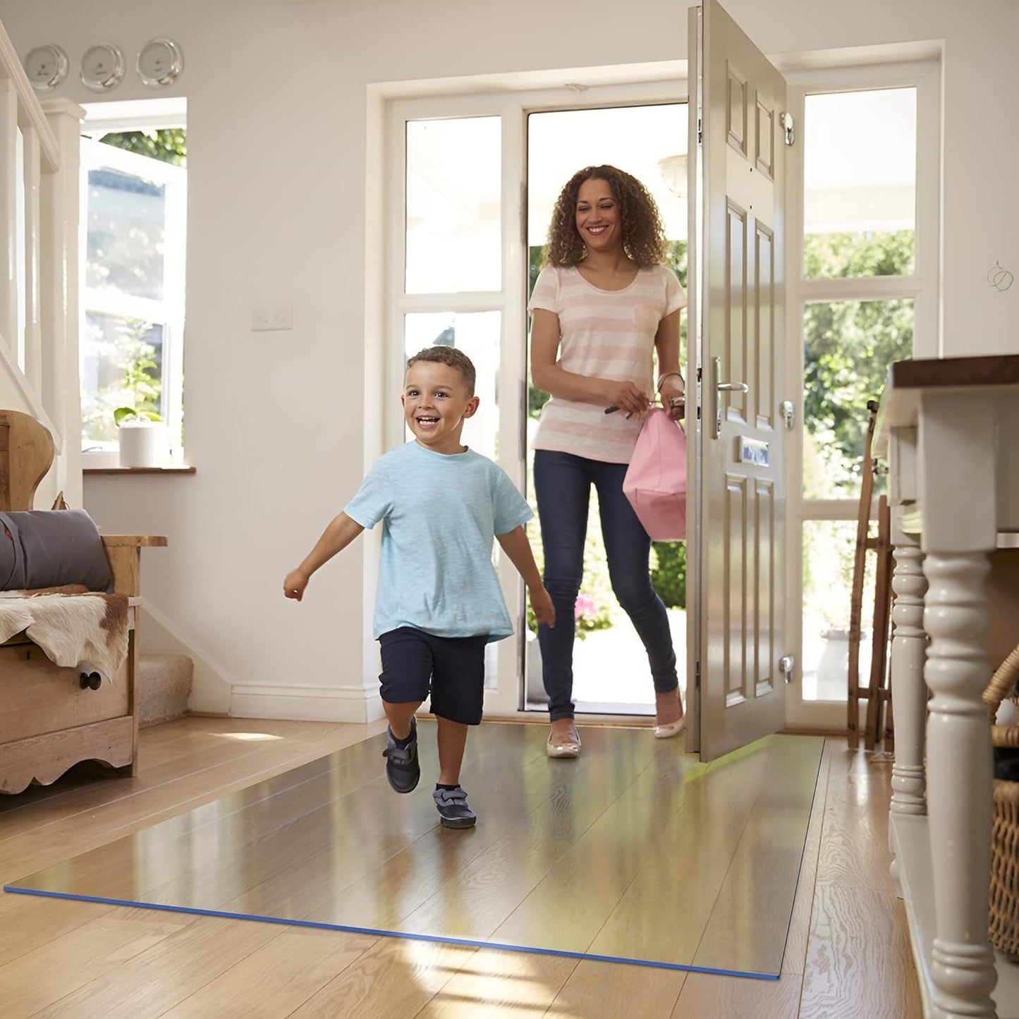 OXIGG Large Clear Floor Mat - Pet Flooring Protector, Plastic Rug Protector, Vinyl Floor Mat - Ideal for Hardwood Floors, Home & Office Use (Clear, 100x250CM/3.3X8.2FT)