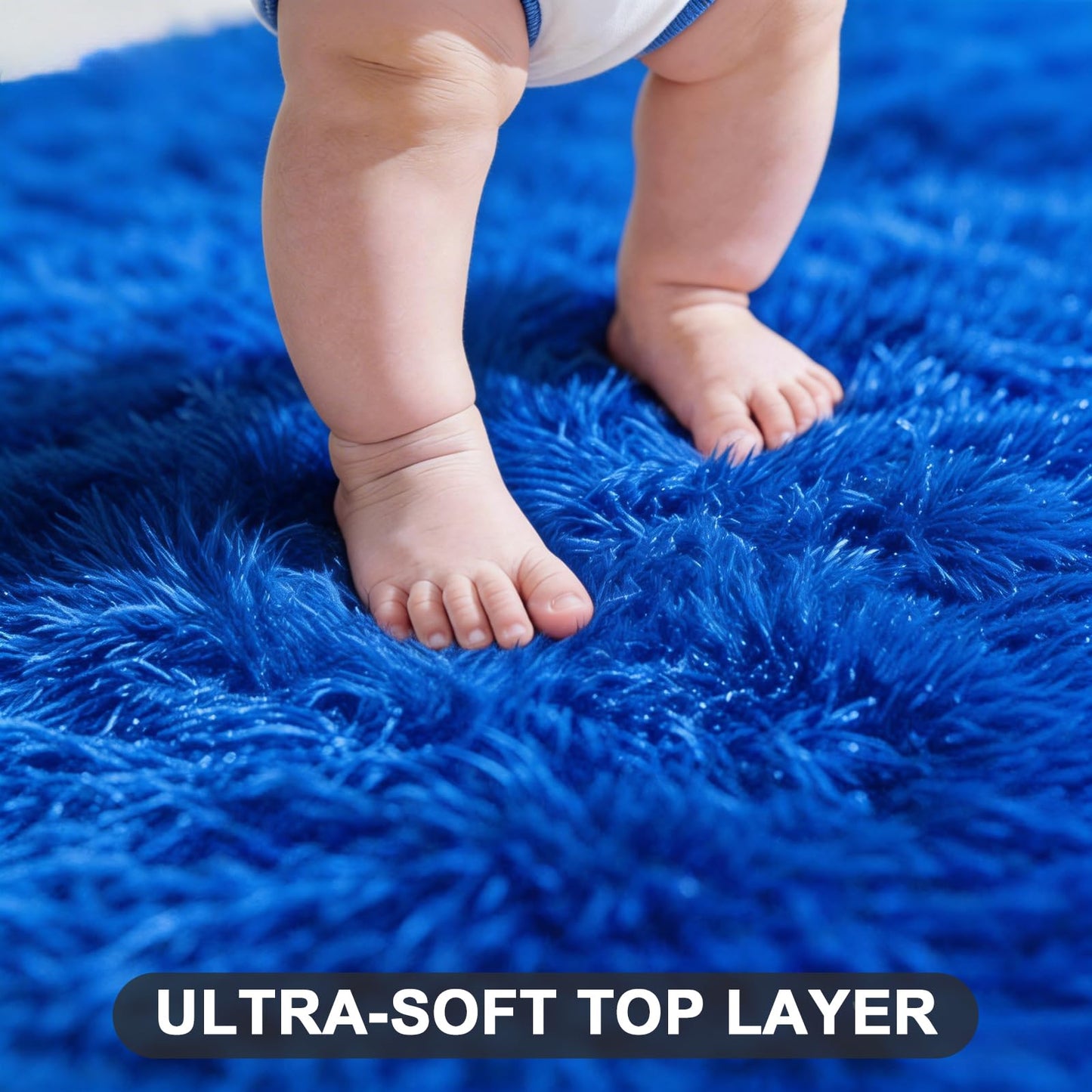 5x7 Area Rugs for Living Room Bedroom, Upgrade Non-Slip Soft Fluffy Shaggy Bedside Rug, Indoor Floor Carpet for Kids Girls and Boys Room, Dorms, Playroom, Nursery, Home Decor Aesthetic, Blue
