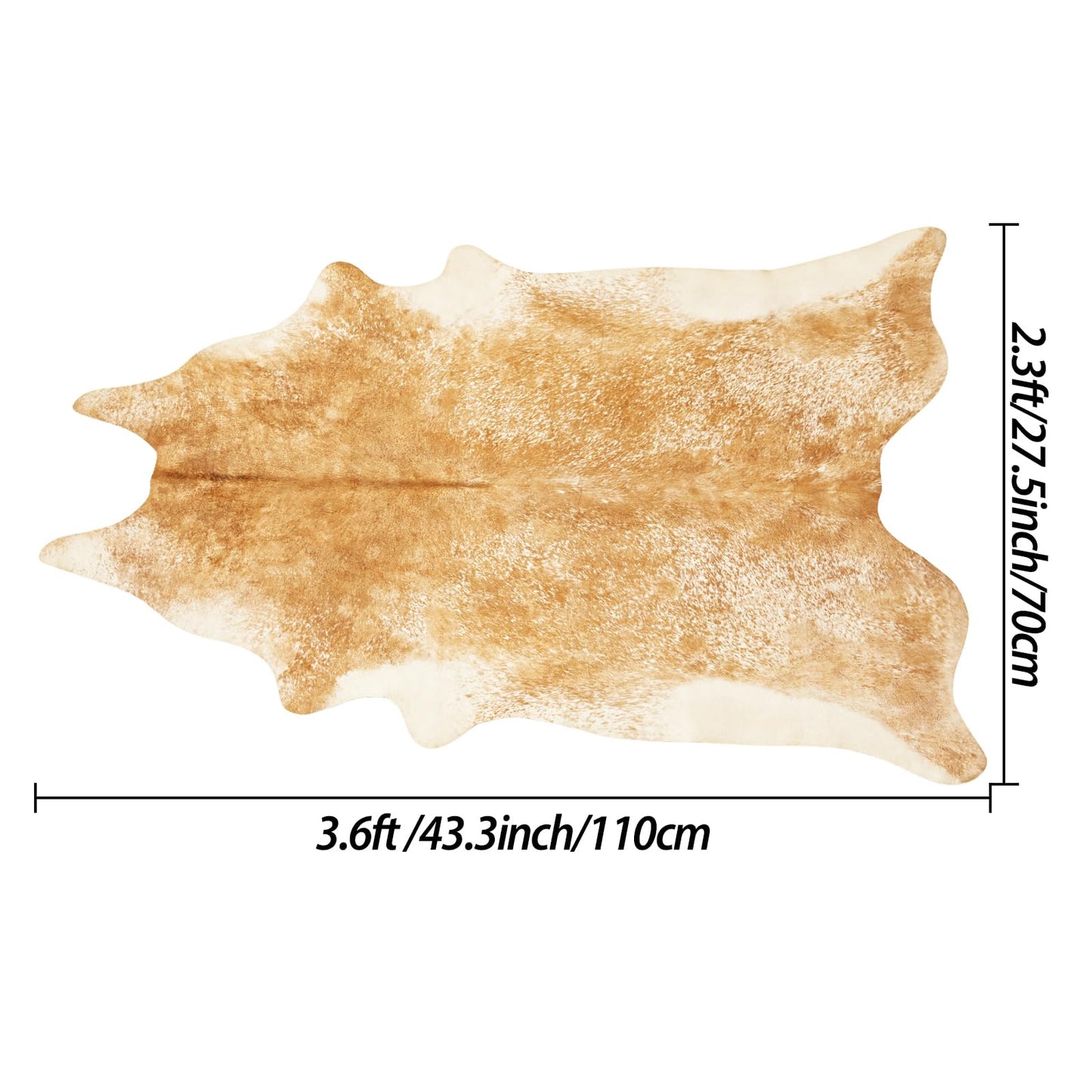 Rtizon Faux Cowhide Rug Small Washable Cow Print Area Rugs, 2x3Ft Non-Slip Animal Skin Western Rustic Decor Carpet for Bedroom Living Room Office Entryway Kitchen Fireplace, Khaki Gold