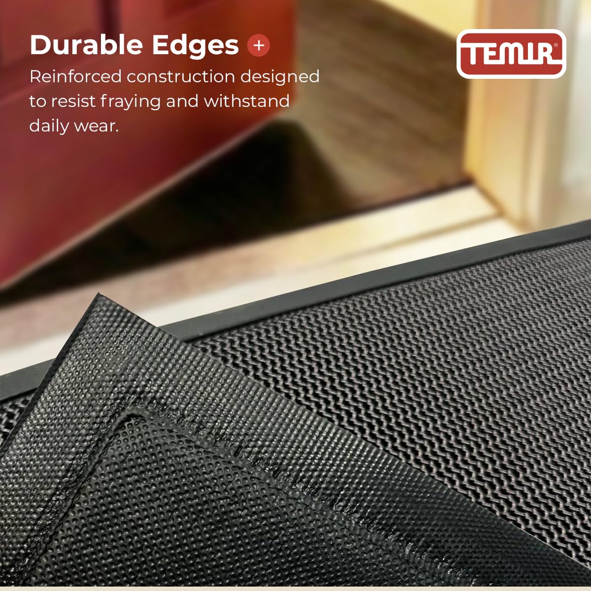 TEMIR Door Mat 30x17 Indoor Outdoor - Heavy Duty Mesh Entrance, Low-Profile Dirt Trapper & Shoe Scraper, Waterproof Non-Slip Rubber Backing, Entryway Floor Mat for Home, Patio, Garage, Black/White