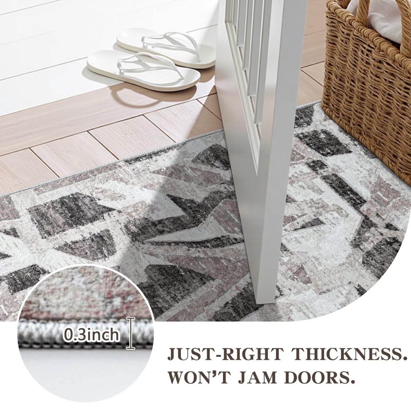 Modern Abstract Entry Rug Kitchen Bedroom Bathroom Door Mat Indoor Entrance 2X3 Front Porch Rugs Washable, Non-Slip Grey Thin Print Small Throw Carpet for Nursery Kids