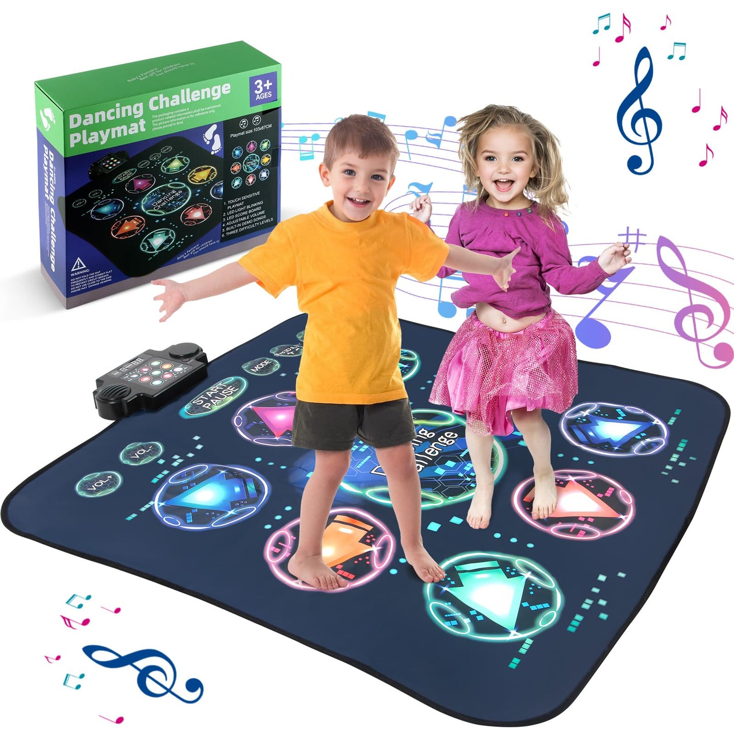 Dance Mat, Electronic Dance Mixer Rhythm Step PlayMat,Dance pad Game Toy for Girls Boys,Christmas/Festival/Birthday Gift for Kids, Built-in Music,24 Challenge Levels,Age 3-4 6 7 8 9 10 11 12+ Year Old