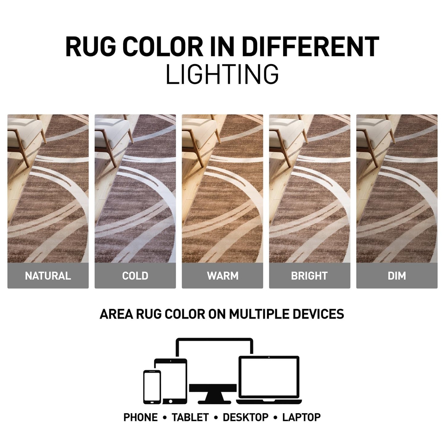 Rugshop Modern Wavy Circles Design Area Rug, Fade-Resistant Carpet for Living Room, Bedroom, or Dining Room, Grand Room,Open Spaces Brown, 8'8" x 12'