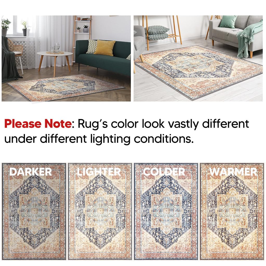 Keen Home Design 2x3 Rug - Machine Washable Entry Rug with Non-Slip Backing, Ideal for Enteryway, Kitchen, Bathroom, Laundry Room - Vintage, Easy Clean, Durable, Low Pile Rug - (2' x 3')