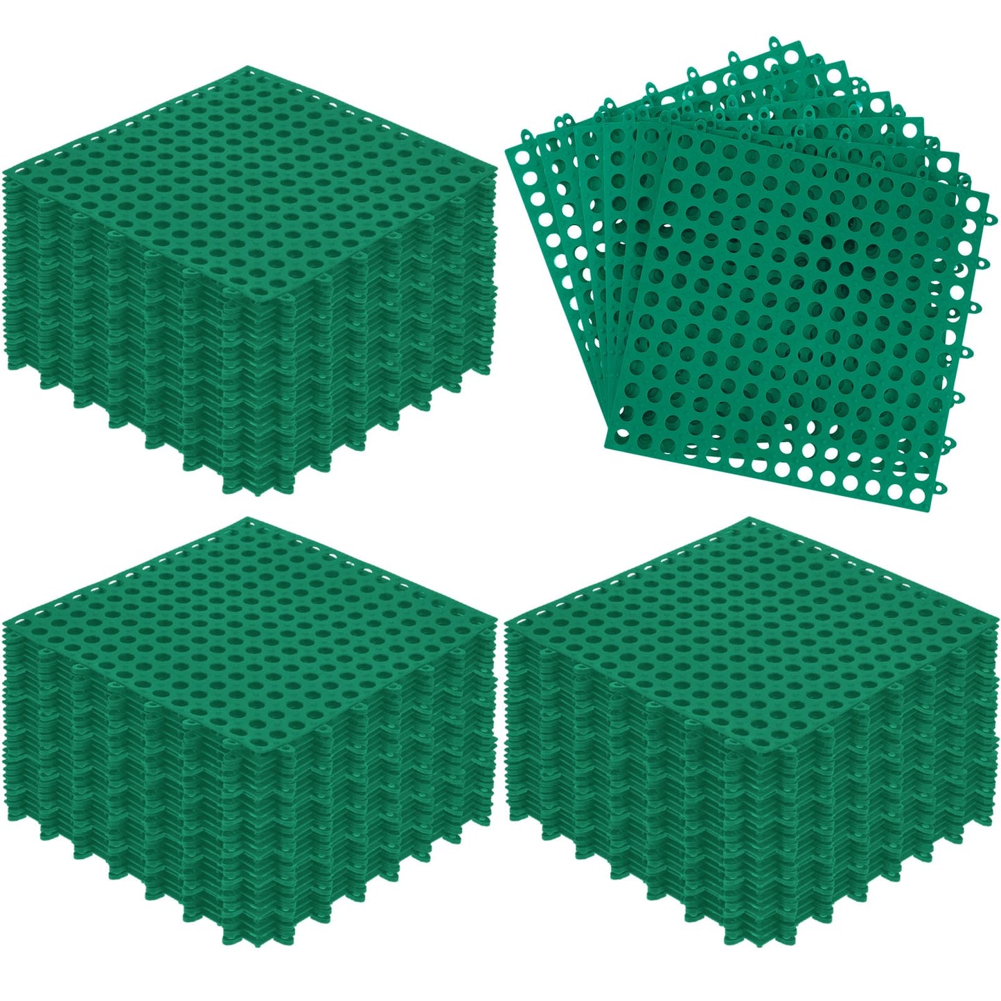 Tinideya 50 Pcs Drainage Mats 11.8'' x 11.8'' Modular Interlocking Floor Drainage Tiles Splicing Pool Floor Mat, Non Slip TPE Soft for Outdoor Deck Greenhouse Shower Bathroom Pool(Grass Green)