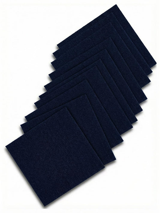 RENODY 24x24 inch Polyester Carpet Square Set of 10 with Stickers for Easy Peeling - Self-Adhesive Peel and Stick Carpet Tiles - Works with Most Subfloor Types - Blue Floor Squares