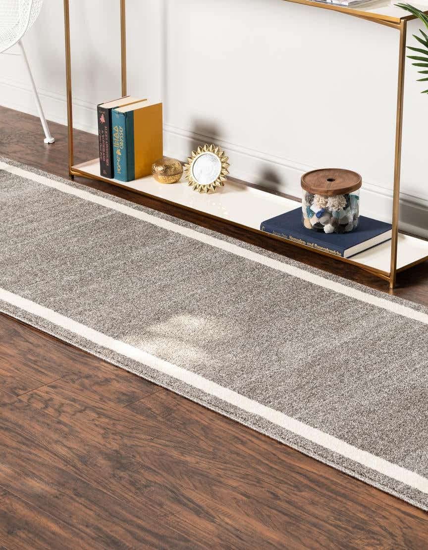 Unique Loom Del Mar Collection Area Rug - Maria (2' x 6' 1" Runner, Gray/ Ivory)