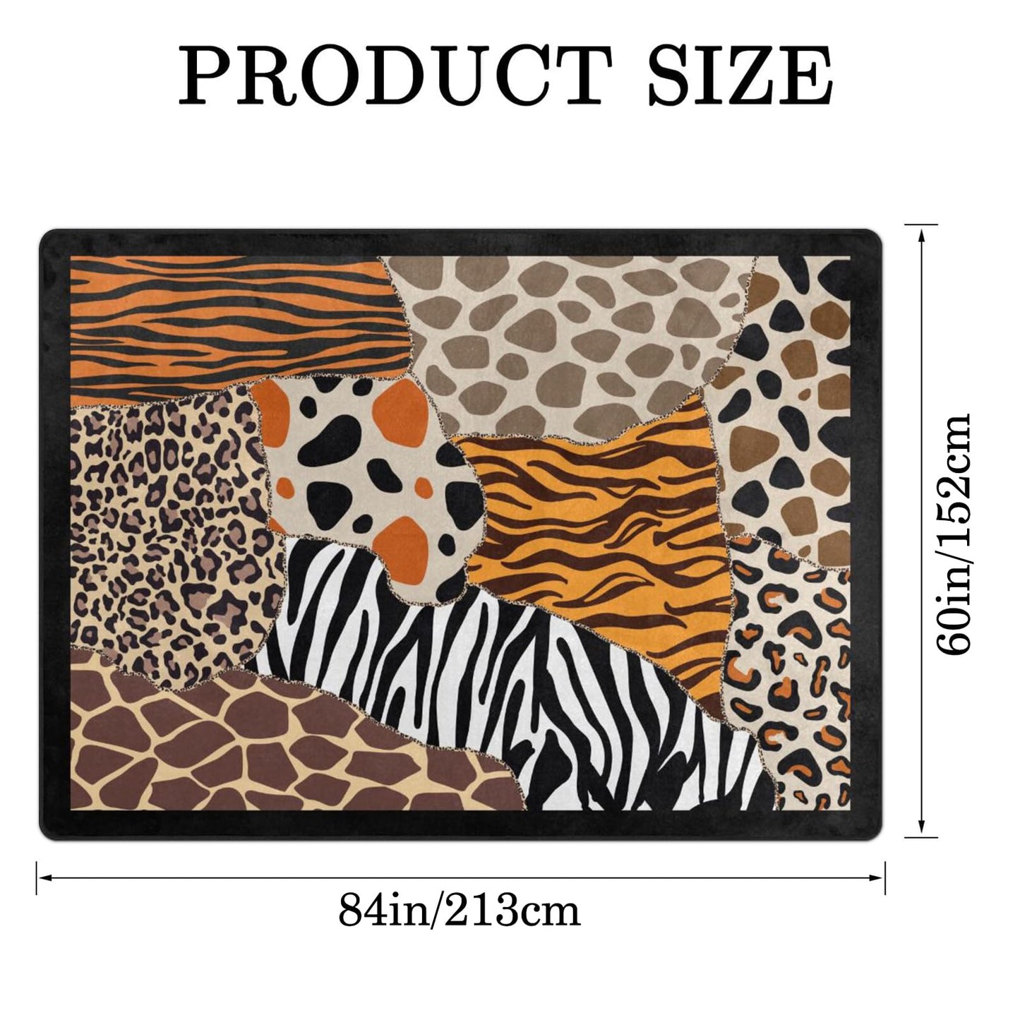 9CH Abstract Leopard Area Rug 7' X 5' Black Brown Animal Skin Print Floor Carpet Non-Slip Soft Modern Rugs for Girls Bedroom Office Dining Room Living Room