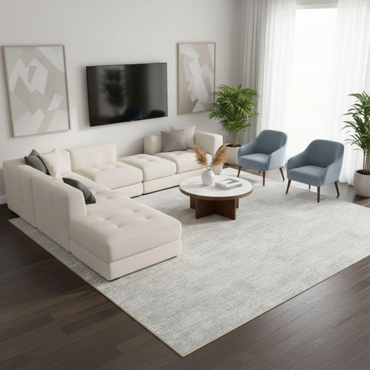 Ottomanson Area Rug 5' x 7'10" – Non-Slip Soft Rug, Easy to Clean Low Pile Carpet for Living Room, Bedroom, Dining Room or Apartment, Solid Beige