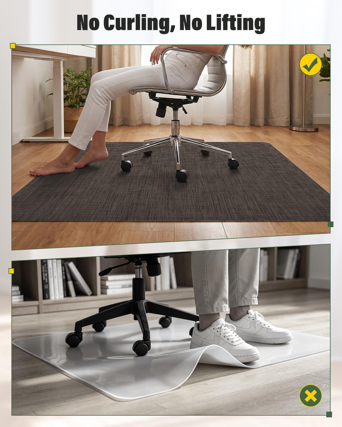 Asrug Office Chair Mat for Hardwood Floor Mats 36" x 48" Desk Computer Chair Mat for Rolling Chair PVC Plastic Durable Non-Slip Under Desk Rug,Hard Floor Protector for Office Home, Dark Brown
